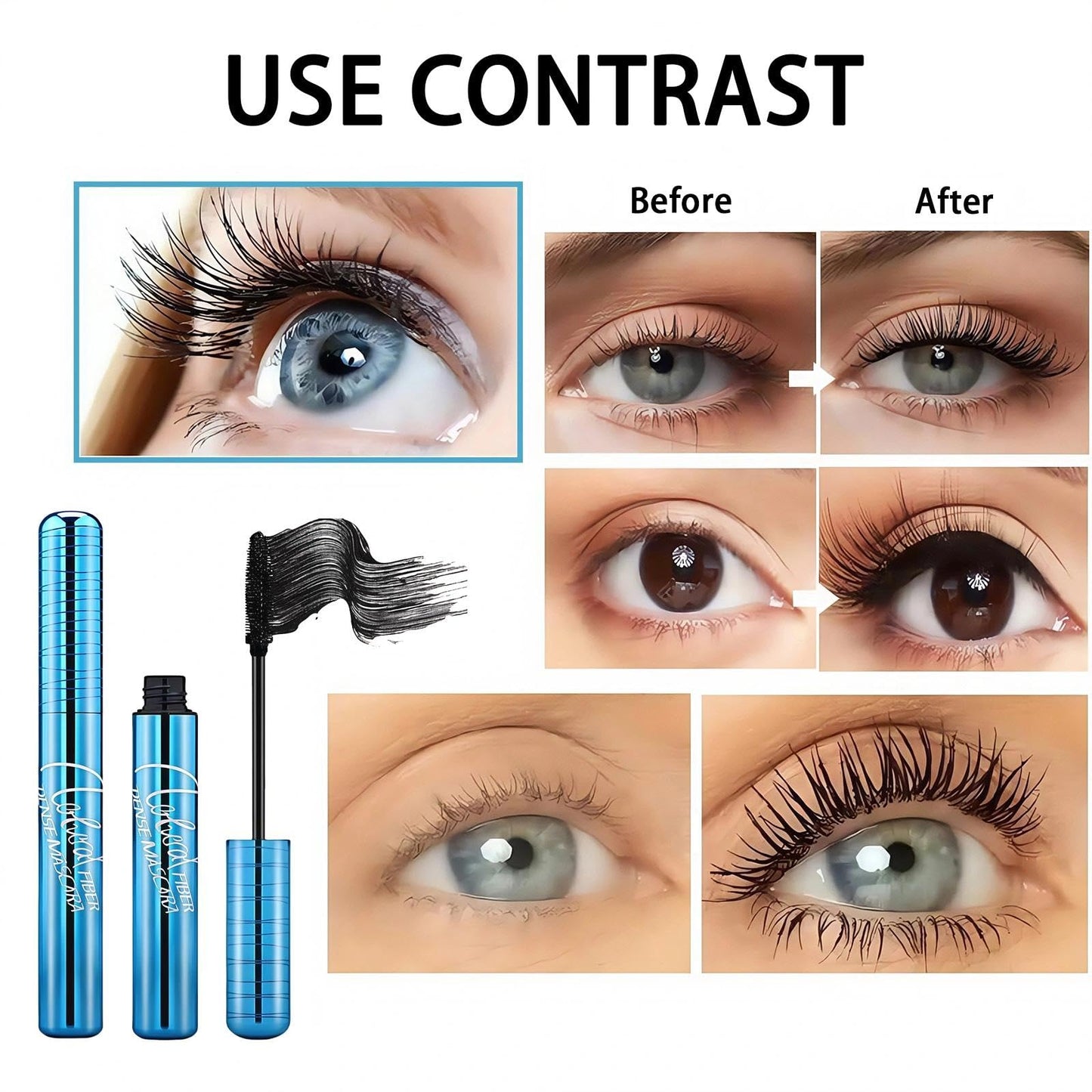 Mascara for Women – Black Volumizing Mascara Makeup for Older Women with Thinning Lashes, Waterproof, Hypoallergenic & Sensitive Eyes
