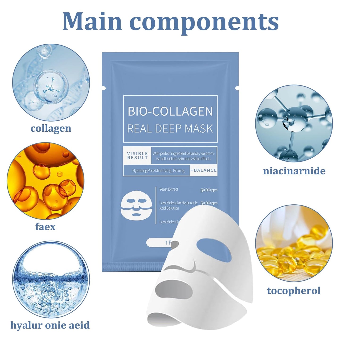 ExcellaElite Biodance Collagen Mask, Biodance Collagen Mask Overnight, Bio Collagen Face Mask, Biodance Bio-Collagen Real Deep Mask (5PCS)