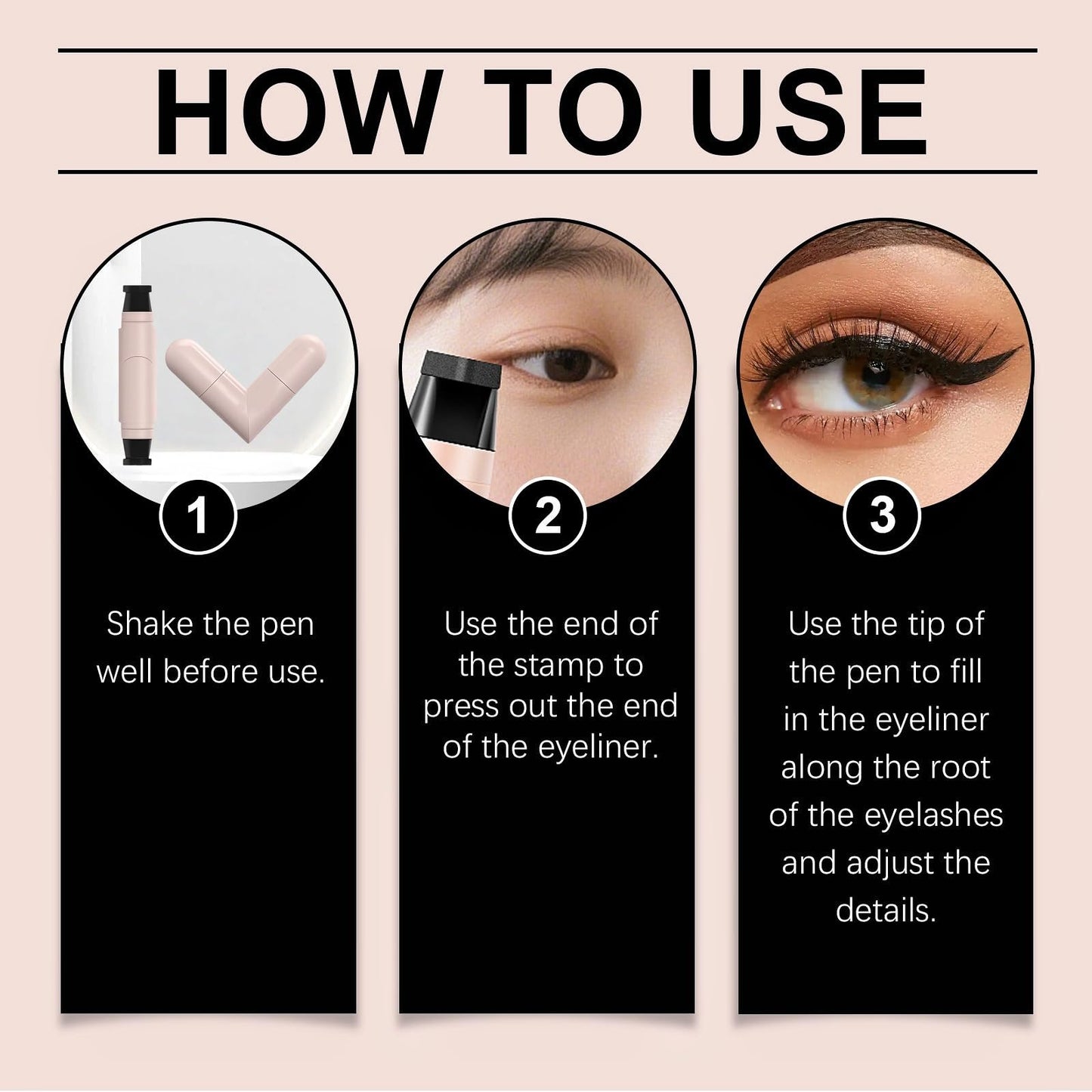 QinZiEn Eyeliner Stamp,Double-Tip Rotatable Winged Eyeliner Stamp,Waterproof Eyeliner,Non Smudge Eyeli/ner,Eyeli/ner Tool for Beginner,Eye Make-Up,Eyel/iner Stencil,Quick Dry Eye/liner Pen,Black Eye/liner