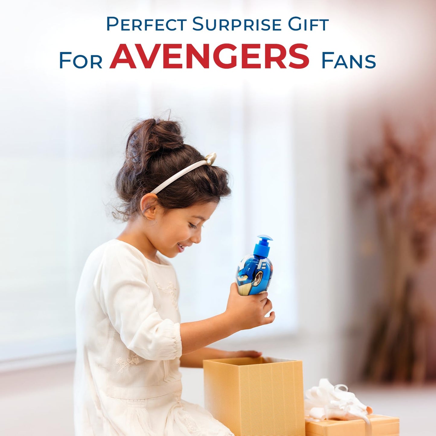 KP Pharma Captain America Kids 2-in-1 Bubble Bath & Shampoo with Pump Dispenser - Gentle, Paraben-Free Bath & Hair Wash with Vitamin E & A, pH Balanced for Sensitive Skin - Scented, for Children Aged 3+, 300ml