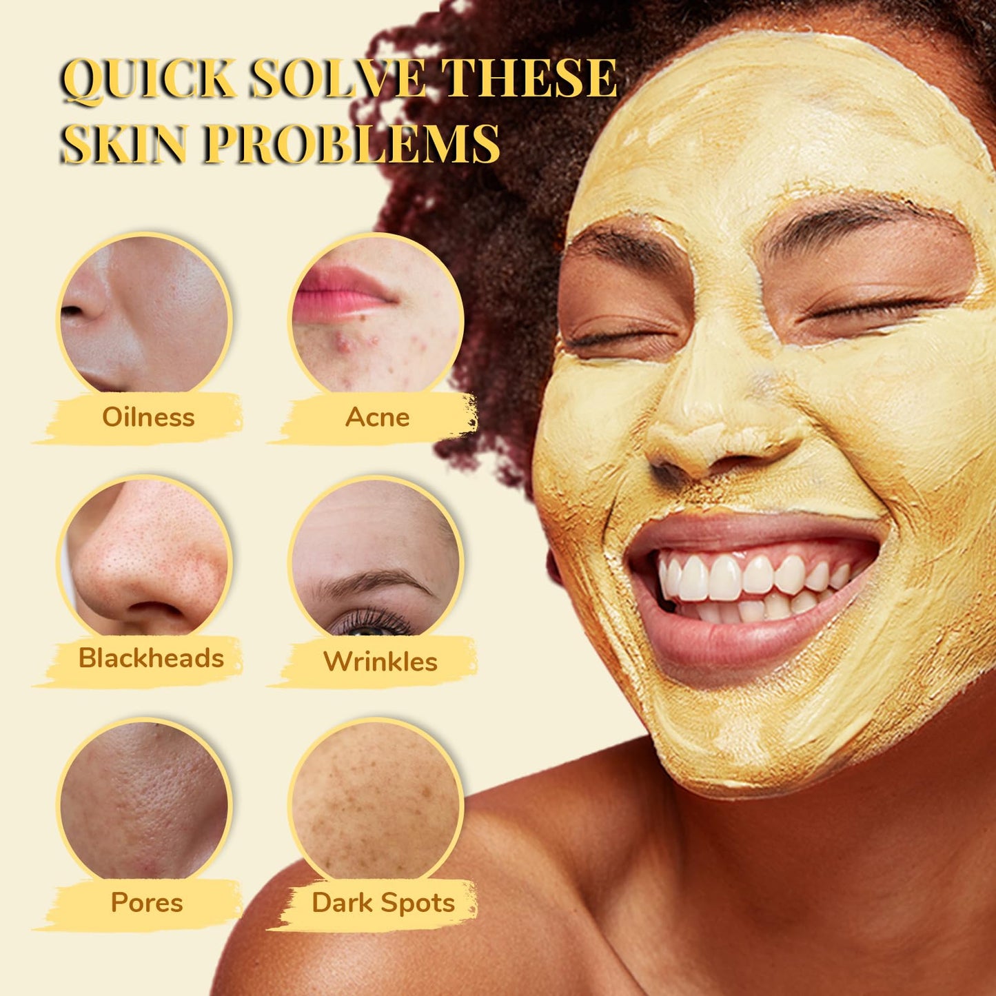 ANAI RUI ANAiRUi Face Mask Gift Set for Christmas 70g*3, Turmeric Clay Mask - Green Tea Clay Face Mask - Dead Sea Minerals Mud Mask, 210 G