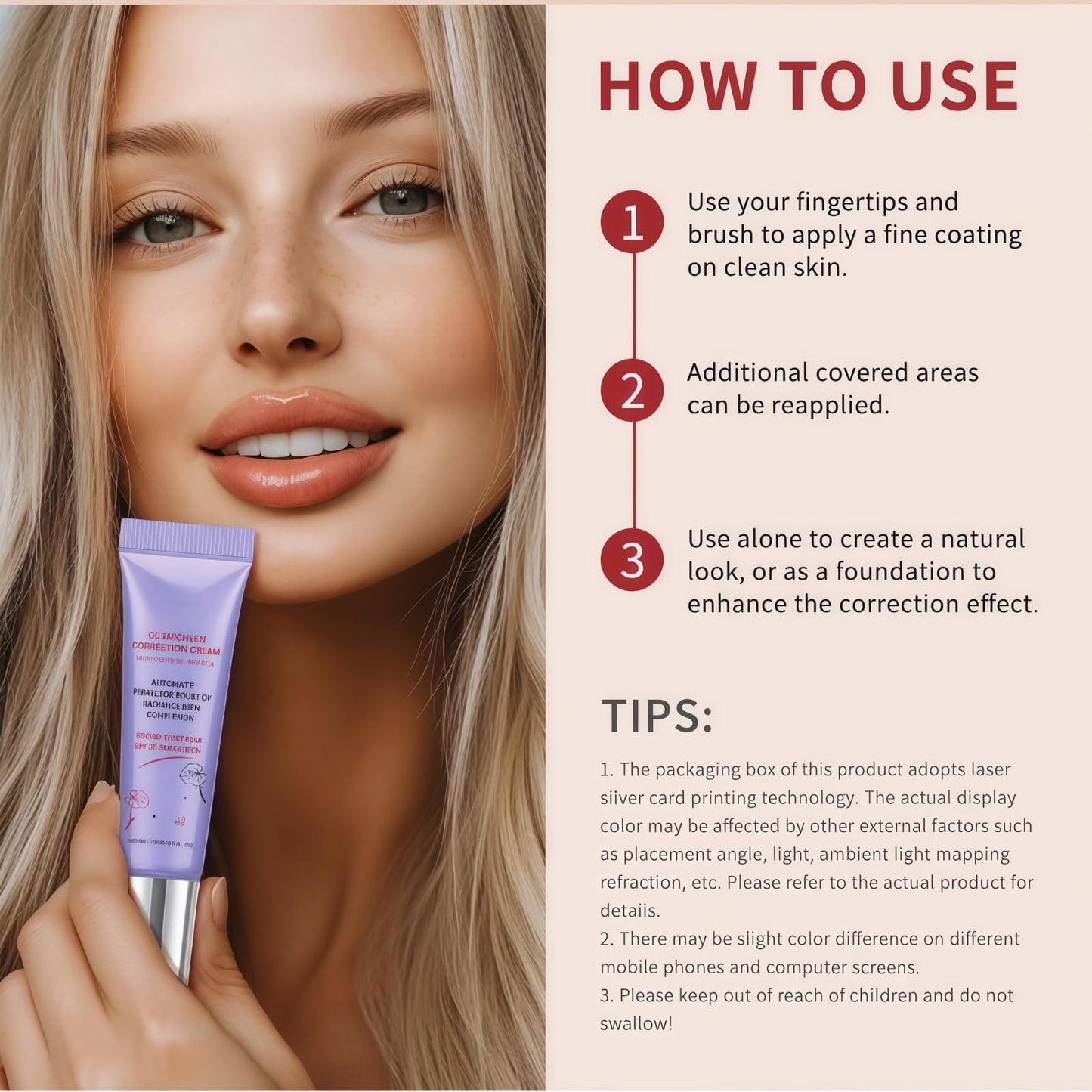 QinZiEn Colour Correcting Cream,Centella Asiatica CC Cream,Korean Colour Corrector,CC Cr-eam,Tinted Face Moisturiser,Skin Tint Moisturiser,Boosting & Soothing Effects,Long Lasting Concealer,Tinted Moisturiser