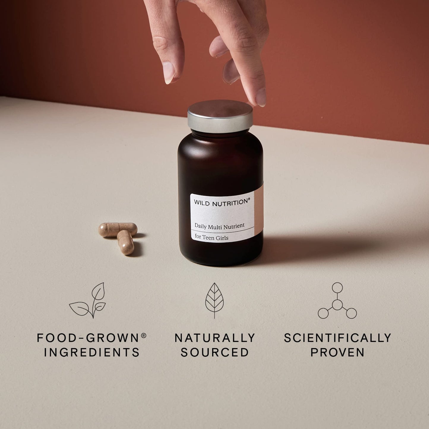 Wild Nutrition Teen Vitamins Girls, Vitamins for Teenagers, Natural & Ethical Multivitamin Kids Vitamins with Vitamin B, Vitamin D - Optimal Health for Teen Girl - 60 Capsules