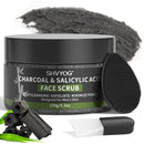 SHVYOG Men's Face Scrub, Bamboo Charcoal Salicylic Acid Face Exfoliant, Facial Peeling Improves Blackheads, Acne, Clogged Pores, Cleansing Oil Control, Pre-shave Care for Men, with Facial Cleansing Brush