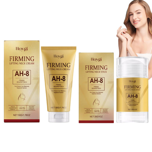 2 PCS AH-8 Firming Neck Cream and Care Stick, Firming Lifting Neck Cream with Hexapeptide, Tighten And Lift, Reduce Fine Lines and Double Chin, Lift Sagging Skin (30g + 50g)