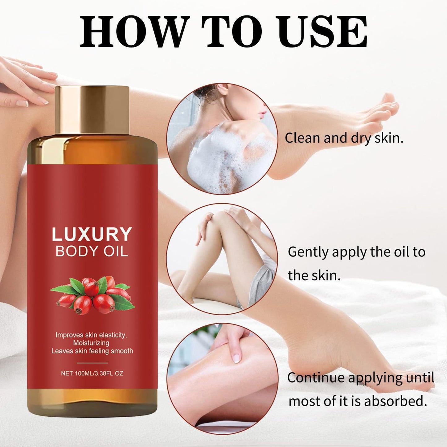 ISBEAUSOLS Magic Body Soothing Oil - Magic Luxury Body Oil - Firming & Tightening Body Oil for Dry Skin - Body Lotion for Women with Coconut, Honey & Rosehip - Radiant Skin, Effectively Improves Fine Lines