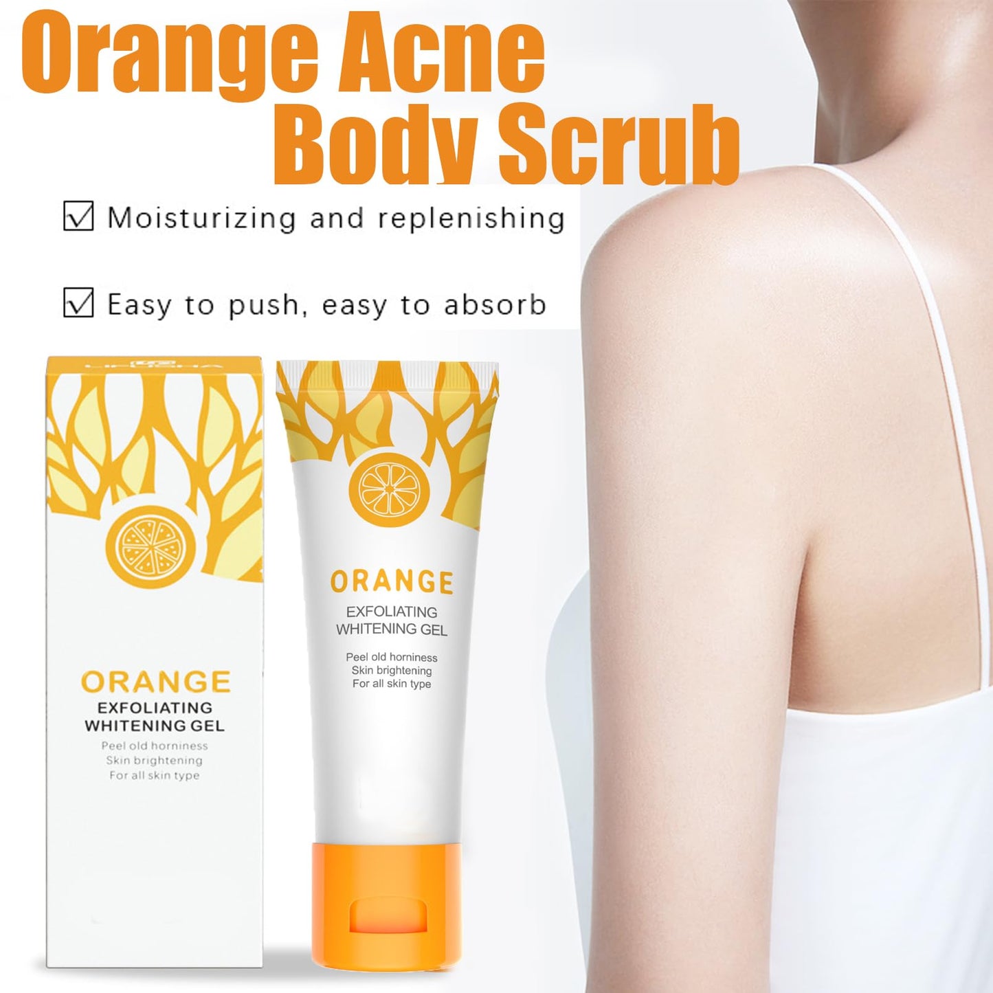 DMQ Orange Face Scrub Exfoliator,Acne Exfoliating Face Scrub,Pore Facial Scrub,Remove Blackhead & Smooth Skin Tone,Face Scrub for Men & Women,Vitamin C Body Scrub for Dull Skin,Arm & Back & Leg-50g