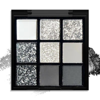 HAORQEE Black Eyeshadow Palette, Smokey Glitter Silver Gothic Eye Shadow Make Up Palettes White Grey Matte Cold Toned Long Lasting Waterproof Eye Shadows Pallets for Women Girls Halloween Goth Christmas Gifts