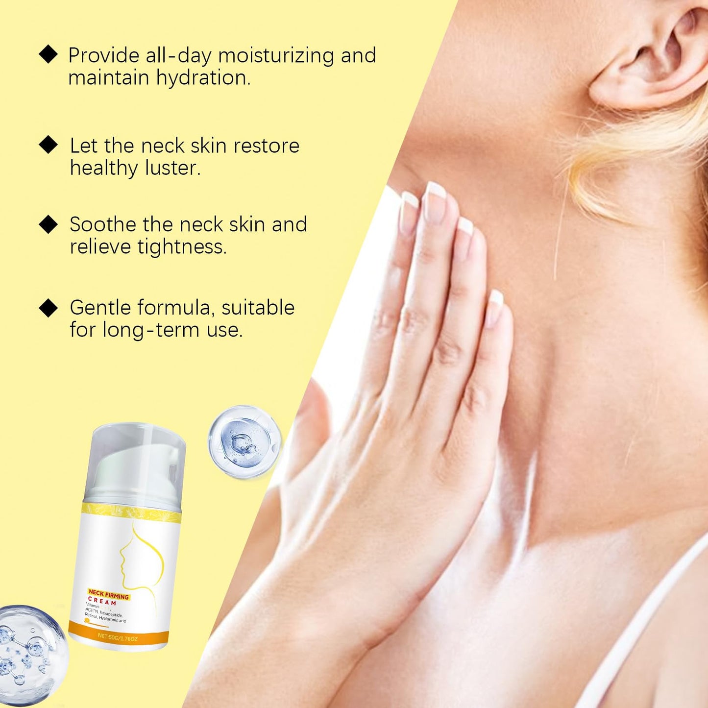 Neck Firming Tightening Cream 50g With Retinol & Collagen, Skin Tightening Cream For Face Firming and Lifting, Wrinkles On Neck & Décolleté For Women Lifting Day & Night