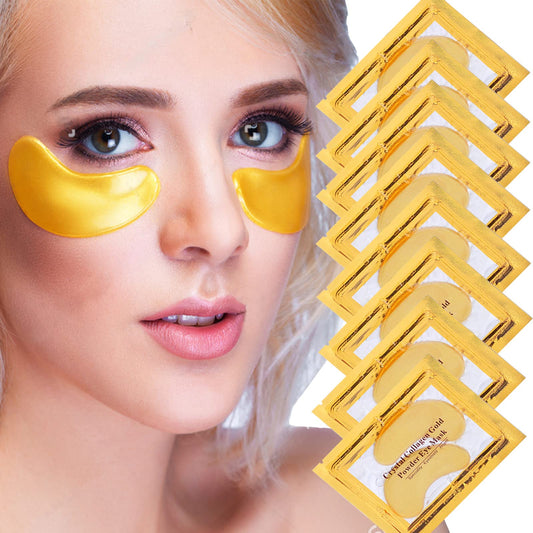 24K Gold Under Eye Treatment Masks, Jiasoval 20 Pairs Natural Gel Collagen Under Eye Patches, Eye Mask for Dark Circles, Remove Eye Bags & Puffy Eyes, Anti-Wrinkle, Hydrating, Soothing