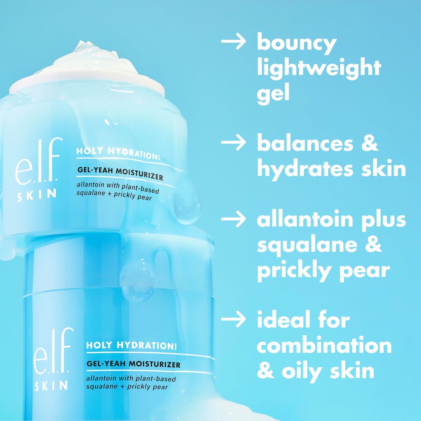 e.l.f. SKIN Holy Hydration! Gel-Yeah Moisturiser, Lightweight Moisturiser For Plump, Hydrated Skin, Infused With Squalane, Vegan & Cruelty-free