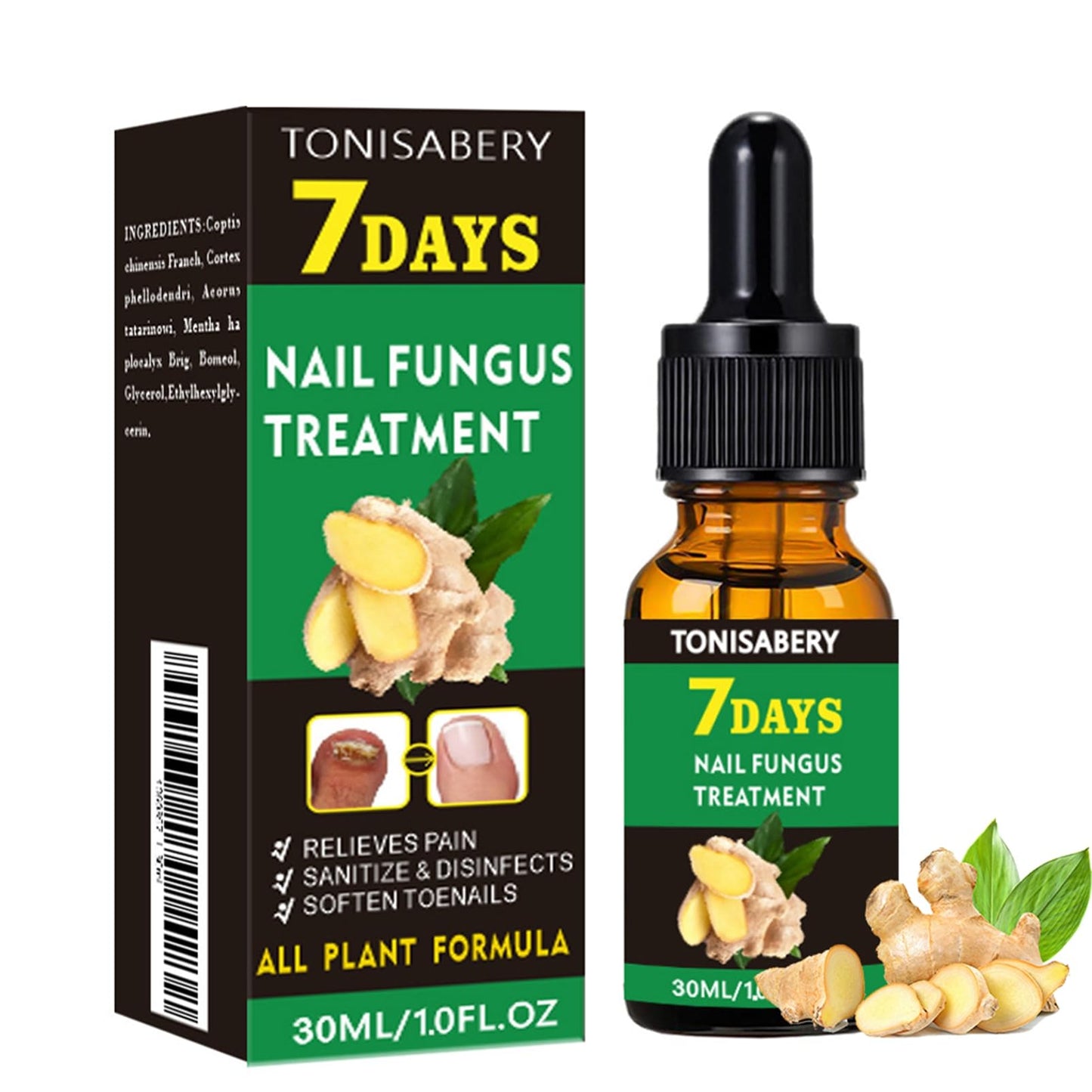 Ginger Nail Treatment Nail Support Nail Care - Ginger Nail Growth Serum, 7 Days Nail Treatment, Ginger Cuticle Care Oil for Nails, Nail Strengthener For Damaged Nails, Fungal Nail Treatment