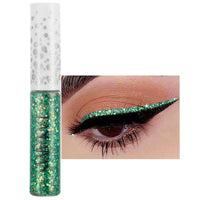 HAORQEE Green Eyeliner, Coloured Glitter Liquid Eye Liner Pencil Waterproof Long-Lasting Metallic Sparkling Fast Dry Smudge-Proof High Pigmented Christmas Gifts Eye Makeup for Women
