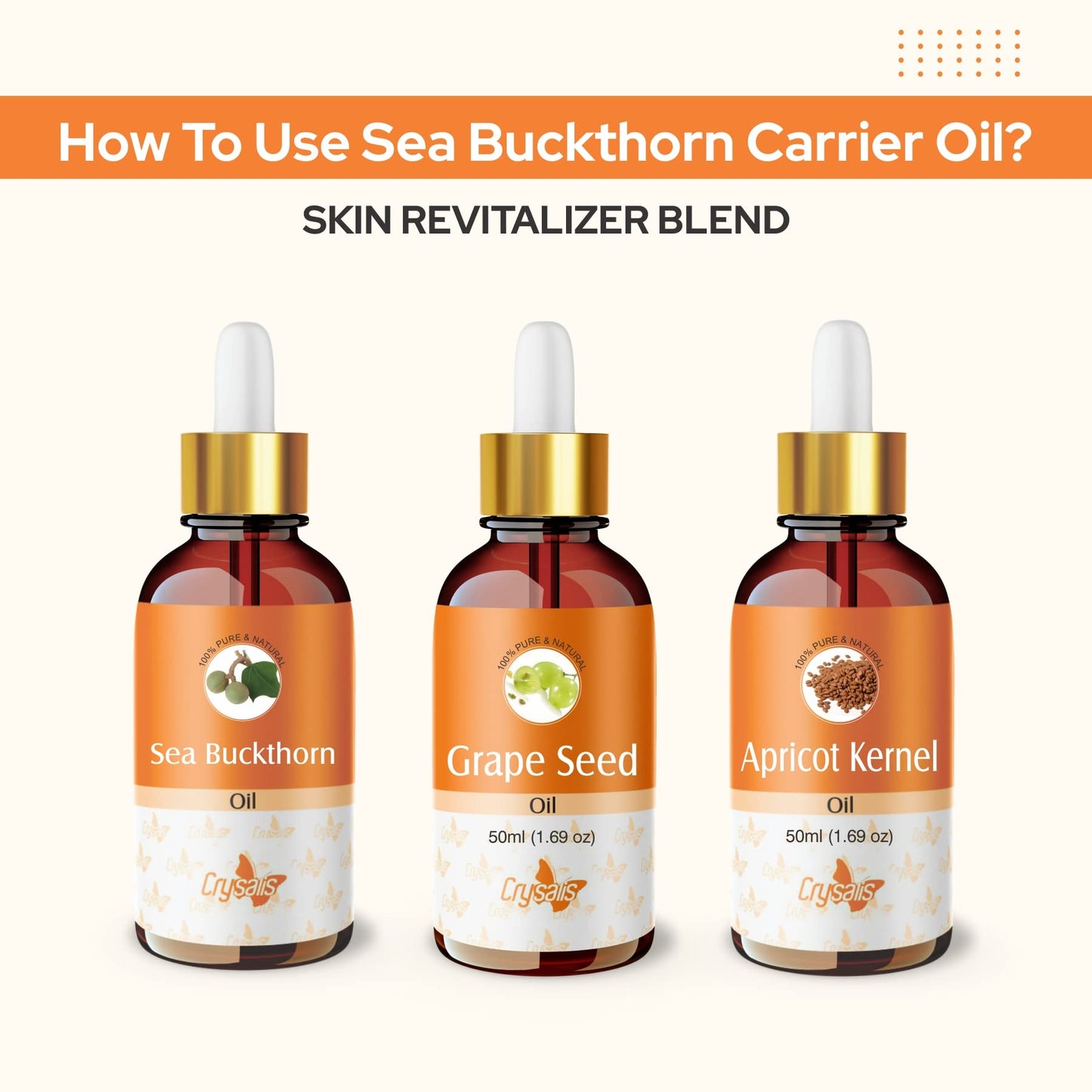 Crysalis Sea Buckthorn (Hippophae Rhamnoides L) Oil |100% Pure & Natural Undiluted Essential Organic/Cold Pressed Oil Renew Skin & Promotes Elasticity,Reduces Dark Spot in Rough Skin