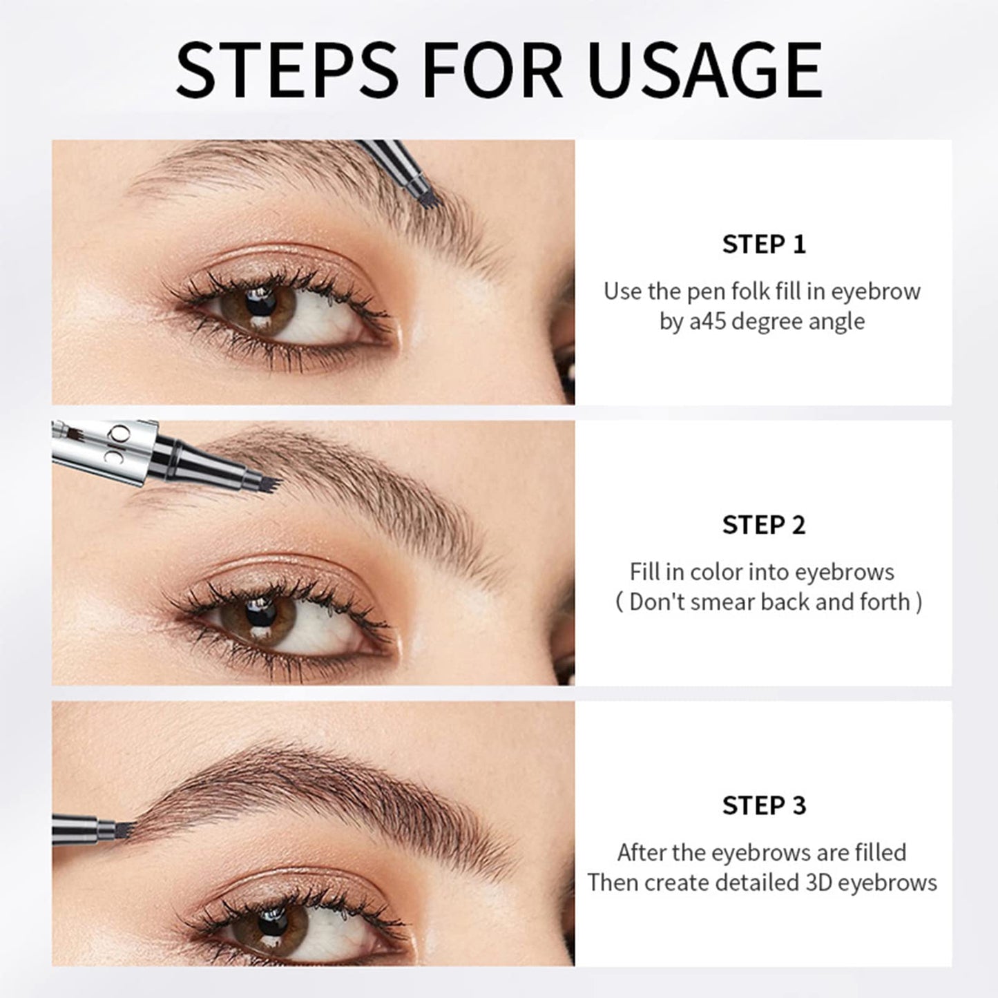 MEITREND Eyebrow Pencil - Waterproof Tattoo Brow Pen With Fork Tip Long-Lasting Brow Tint For Revolution Makeup Rapid Natural Brow for Beginners (#03 RED BROWN)