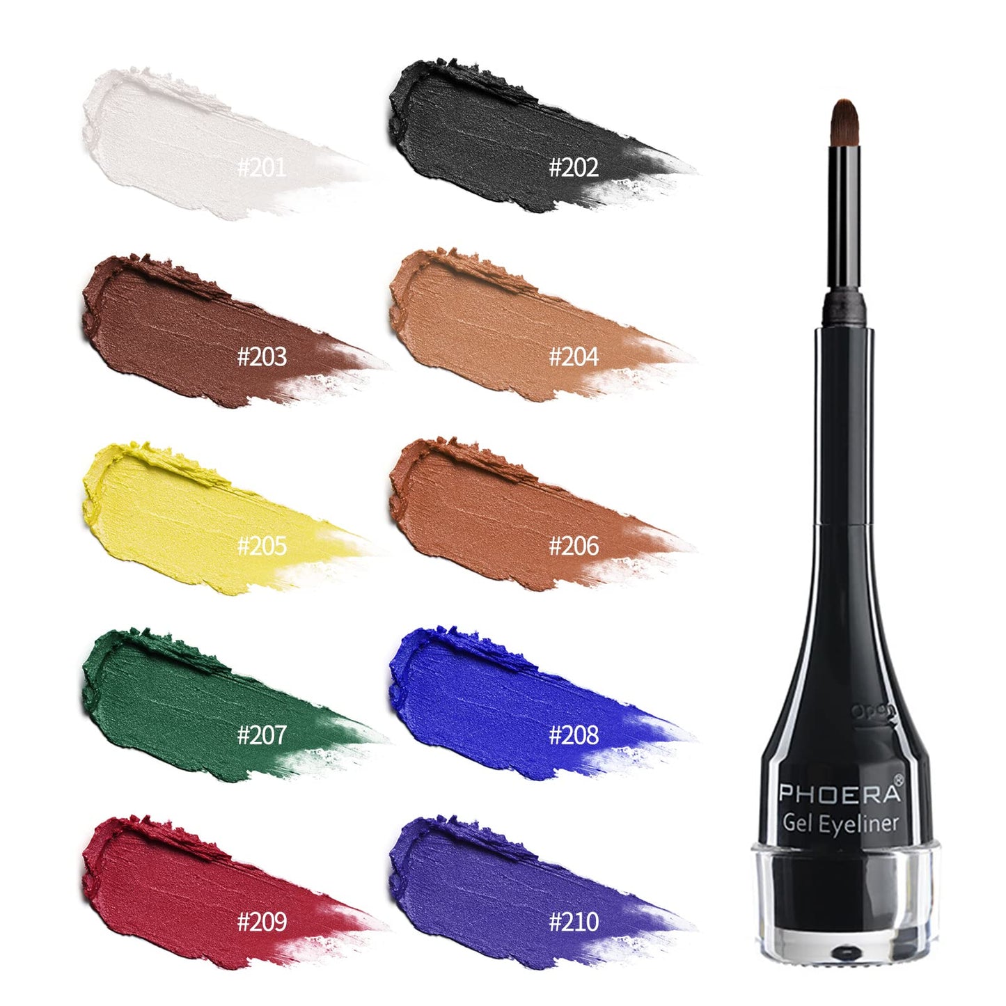 Phoera PHOERA GEL EYELINER LONG LASTING WATERPROOF SMUDGE PROOF 24H MAKEUP 10 SHADE UK (207 GREEN)