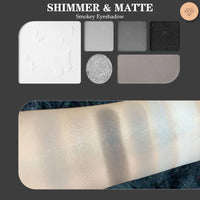 GEEWHILE Eyeshadow Palettes, Black Smoky Eye Shadow Pallets For Women, Highly Pigmented 6 Colors Black Silver Gray White Eyeshadow, Shimmer & Matte Long Lasting Eyeshadow Makeup Kits