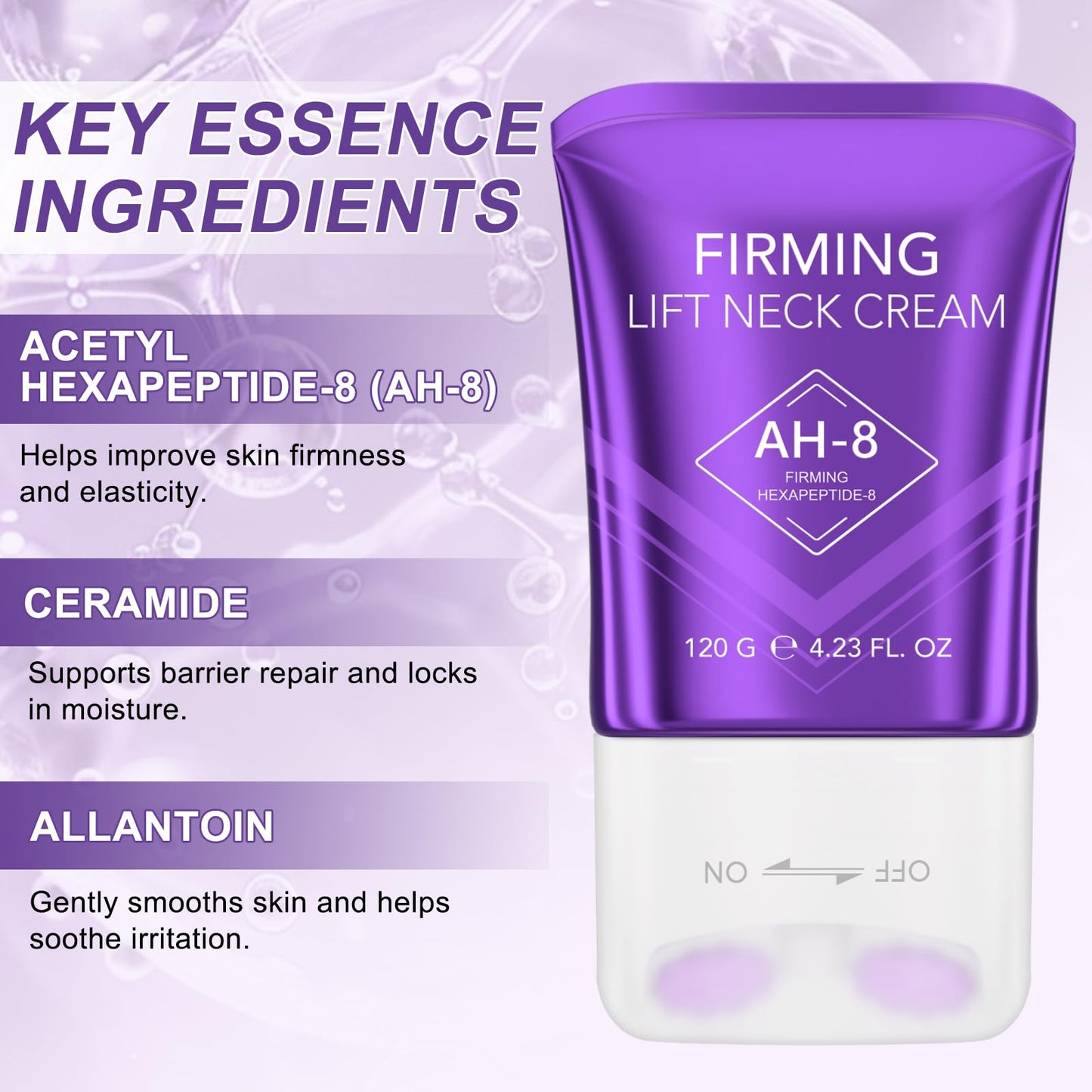 AH8 Firming Neck Cream Tightener Built-in 360 Degree Massage Roller for Lifting & Firming Turkey Neck/Face/Eye/Chest, Reducing Wrinkle/Fine Lines, Moisturizing & Hydrating & Smoothing|120G/4.23 Oz