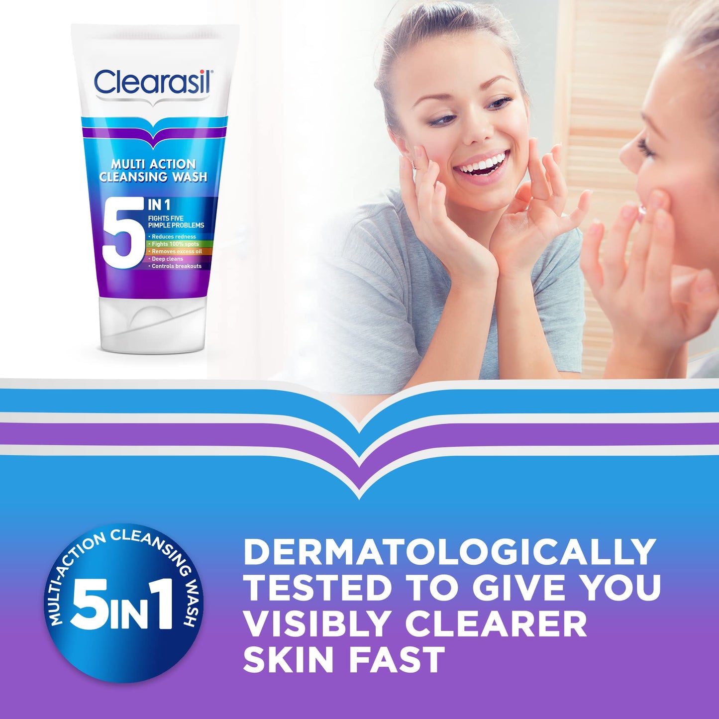 Clearasil Ultra 5 in 1 Face Wash (Pack of 3 x 150 ml)