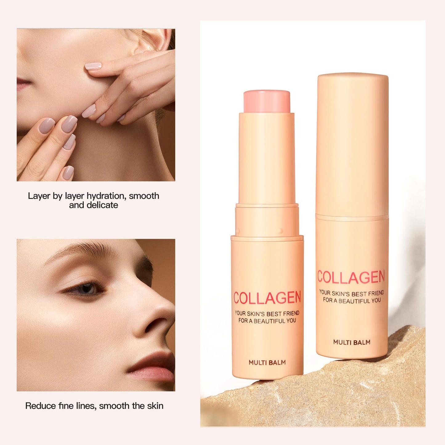 COWANIEE Pure Collagen Wand, Hydrating Eye & Lip Collagen Stick for Face, Anti Wrinkles Face Moisturiser Balm (7g)