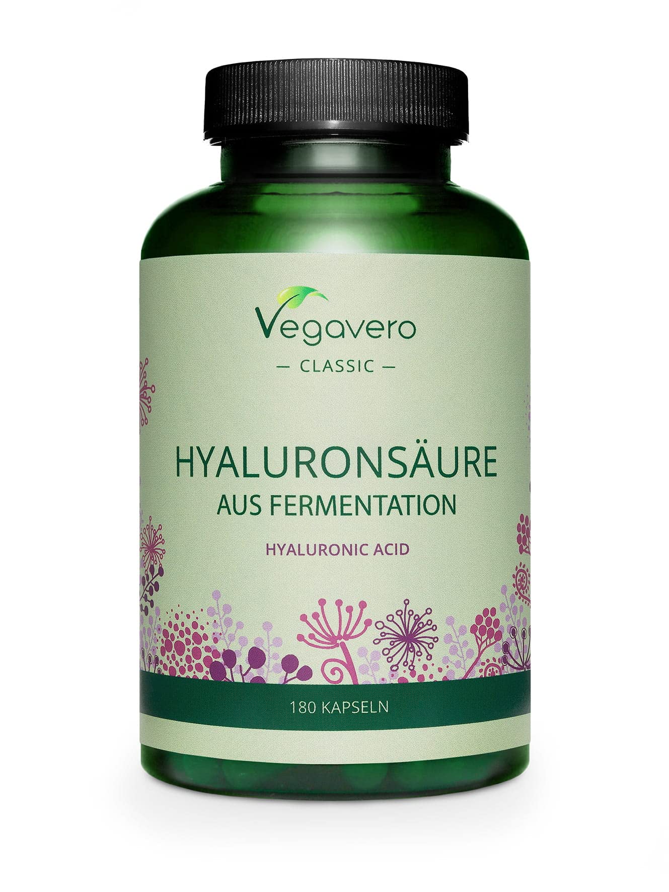 Hyaluronic Acid Supplements Vegavero® | NO Additives, Lab-Tested | High Strength 600mg with 800-1500 kDa | 180 Hyaluronic Acid Capsules (6 Months) | Vegan