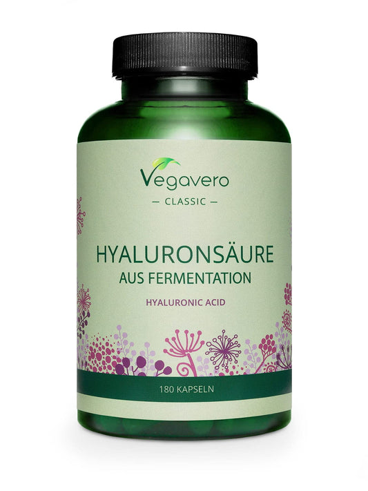 Hyaluronic Acid Supplements Vegavero® | NO Additives, Lab-Tested | High Strength 600mg with 800-1500 kDa | 180 Hyaluronic Acid Capsules (6 Months) | Vegan