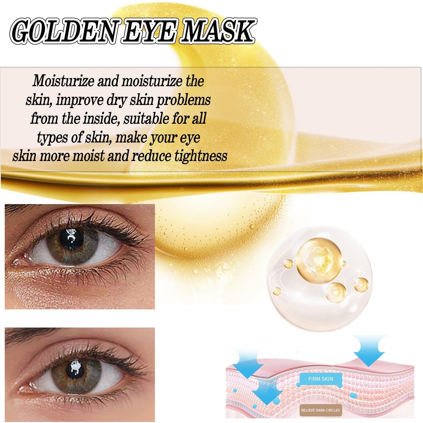 GUOUURR 24K Gold Collagen Eye Patches for Puffy Eyes & Dark Circles Treatment - 30 pairs Hydrating Anti-Aging Skincare Masks, Revitalizing Brightening Under Eye Care