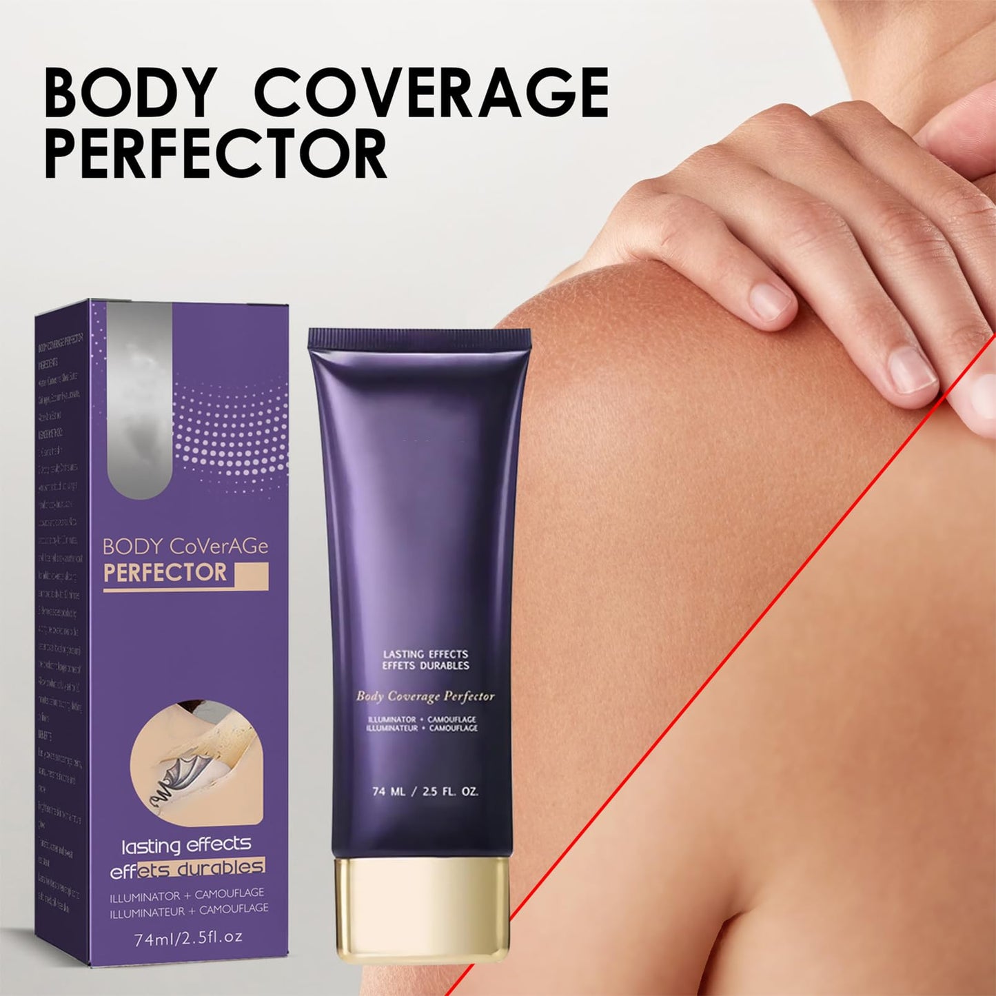SHEBEEDO Body Coverage Perfector 2.5 Oz (Natural Radiance) - Leg Makeup, Body Makeup, Tattoo Cover Up Makeup To Cover Veins Waterproof And Sweat Proof No Transfer, Natural Gloss Body Makeup(2pcs)