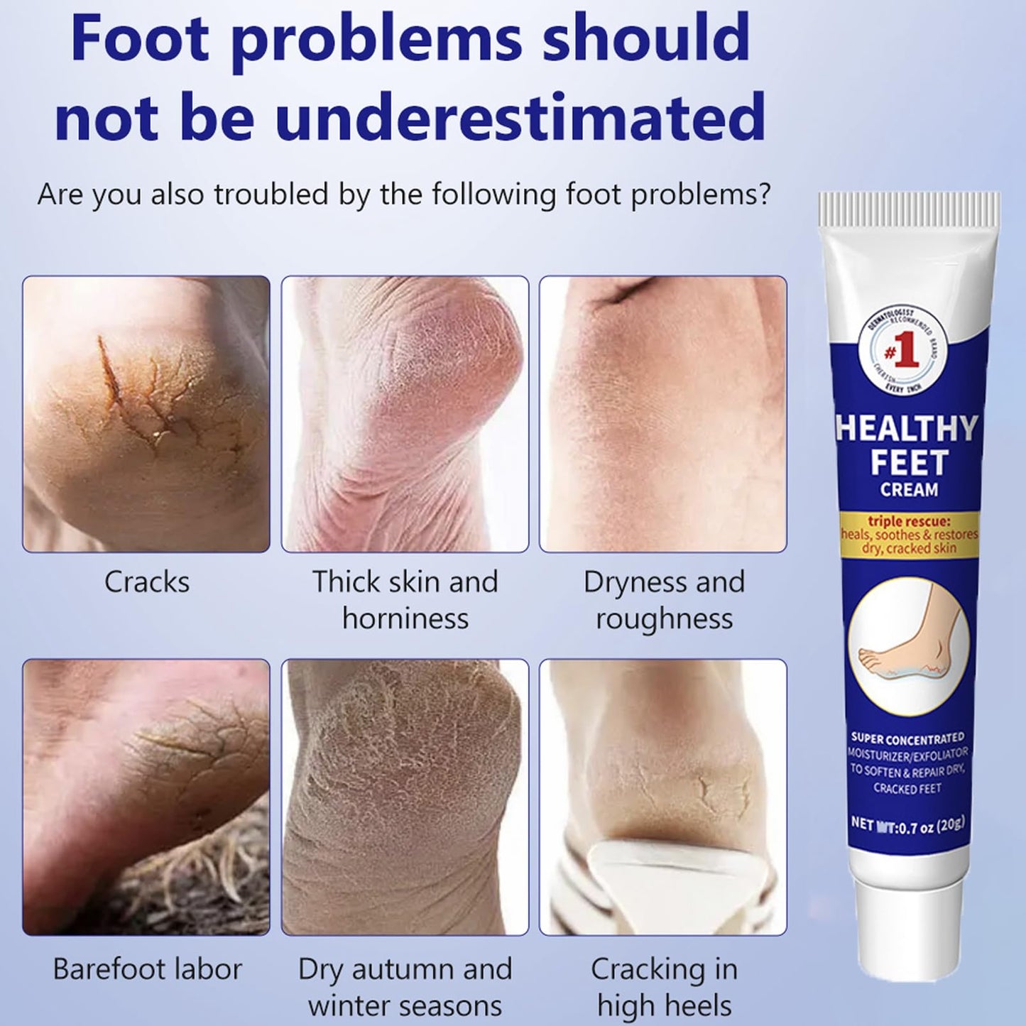 DMQ Cracked Heel Repair Cream, Healthy Feet Cream, Foot Cream for Cracked Heels and Dry Skin, Feet Hard Skin Remover, Instantly Boosts Moisture Levels, Creates a Protective Layer