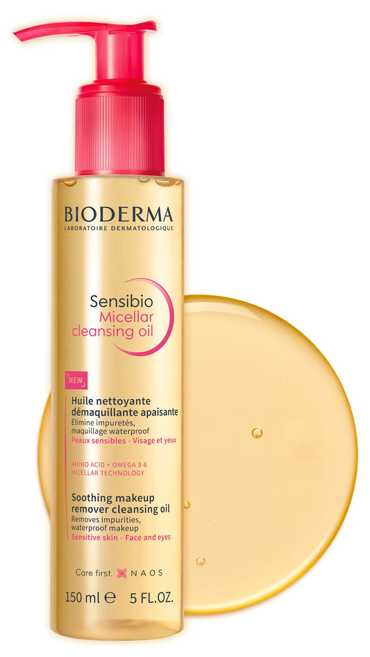 Bioderma Sensibio Micellar Oil - Wash-Off Micellar Oil Cleanser for Sensitive Skin, Nourishing Oil to Milk Makeup Remover & SPF Remover, 150ml