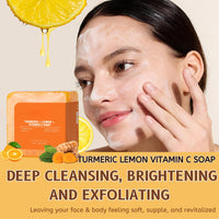 IZBEAUVO Turmeric Soap for Acne, Vitamin C Soap for Dark Spots, Natural Turmeric Lemon Soap for Smooth Skin, Hyperpigmentation, Vitamin C Turmeric Soap for Glowing Complexion, Gentle, Natural Cleansing
