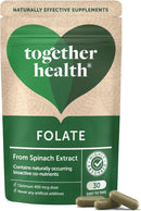 Folate from Spinach | Natural Alternative to Folic Acid | 400 mcg | Contains 5-MTHF | Vegan | Made in The UK | 30 Capsules | Together Health
