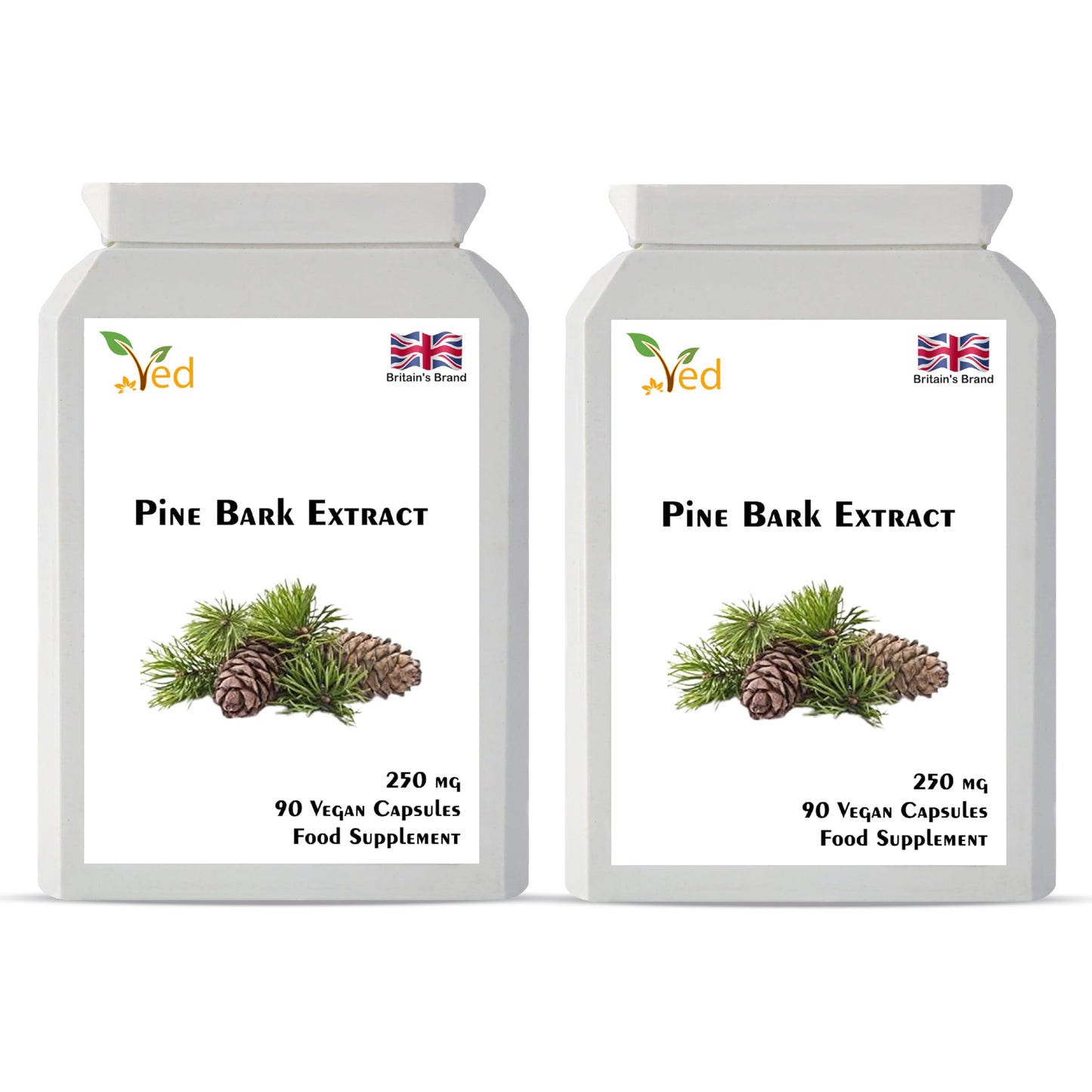 VED Pine Bark Extract 250 mg | 90 Vegan Capsules | High Potency Antioxidant Dietary Supplement |(Pack of 2)