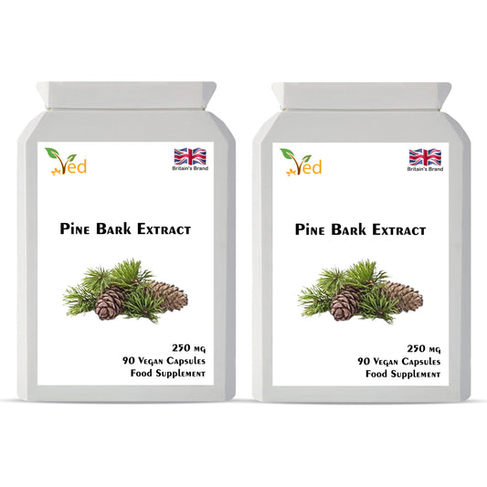 VED Pine Bark Extract 250 mg | 90 Vegan Capsules | High Potency Antioxidant Dietary Supplement |(Pack of 2)