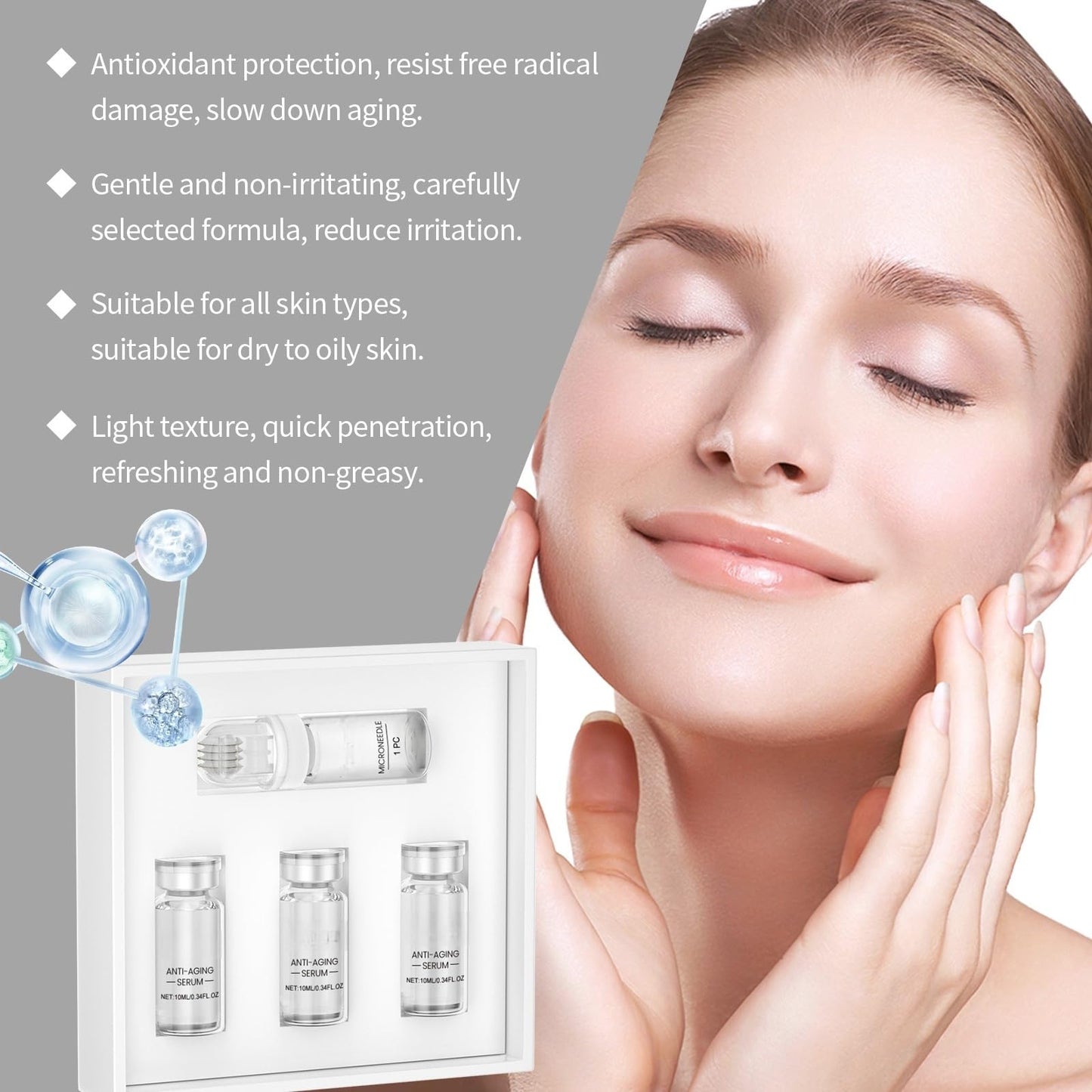 Xinyig Infusion Micro Facial System,Glow Infusion Micro System,Hyaluronic Acid Microneedling Essence for Glowing Skin,Smooth Skin Facial Serum,Micro Anti-Aging Facial System,Micro Needling Kit,Skin-Firming