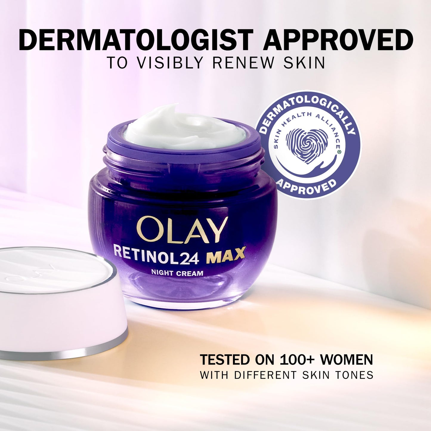 Olay Retinol 24 MAX Night Cream Face Moisturiser, Skincare with Antioxidant Vitamin E, 40% Glycerin Overnight Anti Aging Skin Care: Smooths, Renews and Hydrates, 50ml (vs Retinol24 Night Cream)