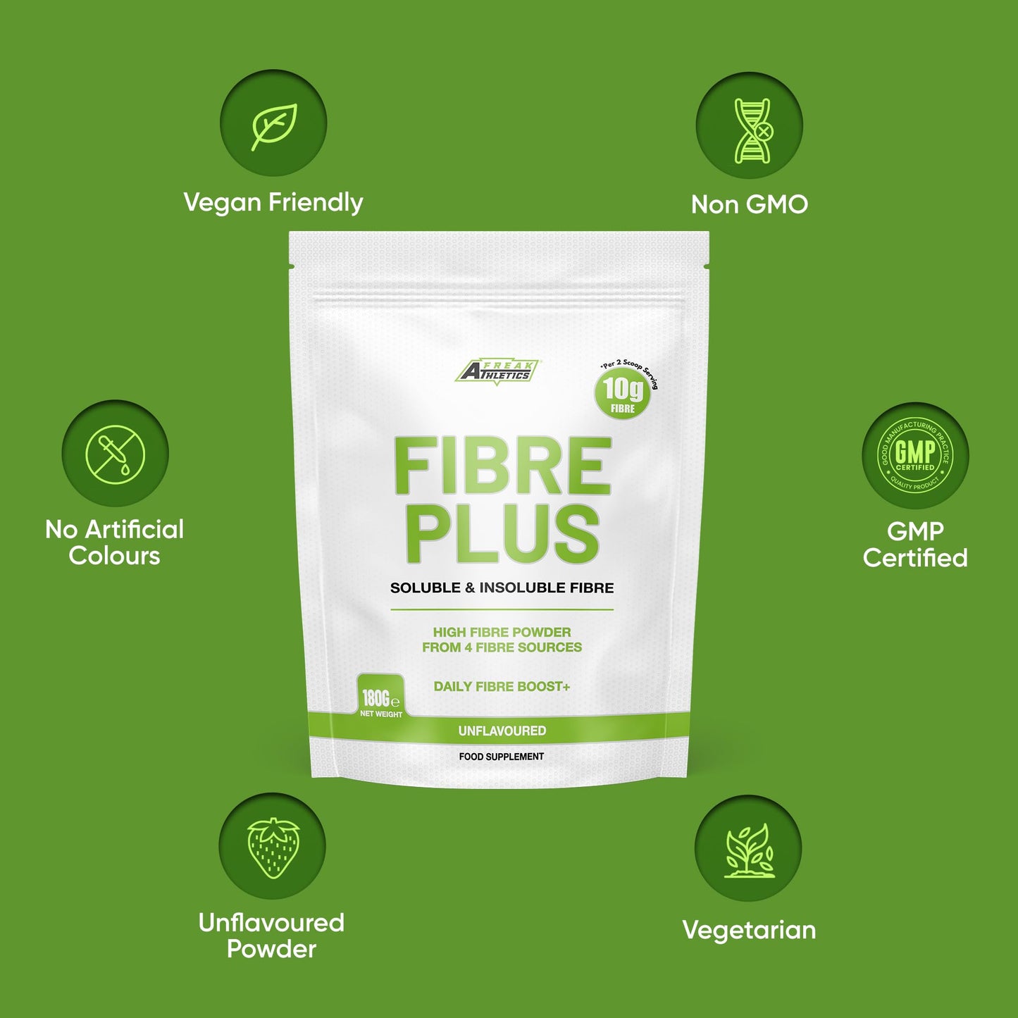 Freak Athletics Fibre Supplement Prebiotic Fibre Powder - Soluble & Insoluble Fibre from 4 Fibre Sources - 10g Fibre Per 2 Scoop Serving - Prebiotic Fibre Suitable for Men & Women UK Made
