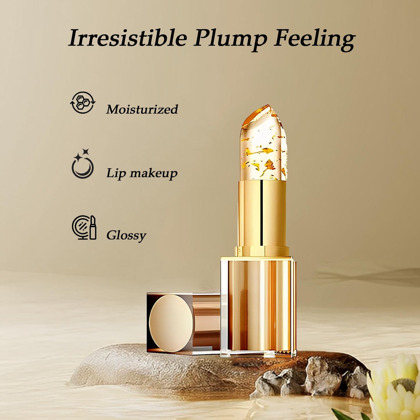 Kenmohuo Transferproof Colour Changing Lipstick, Long Lasting 24H Lipstick, Moisturizing Glossy Tinted Lip Gloss with Gold Foil, Temperature Reactive Lip stick for Women, Non-Sticky, Kiss-Proof
