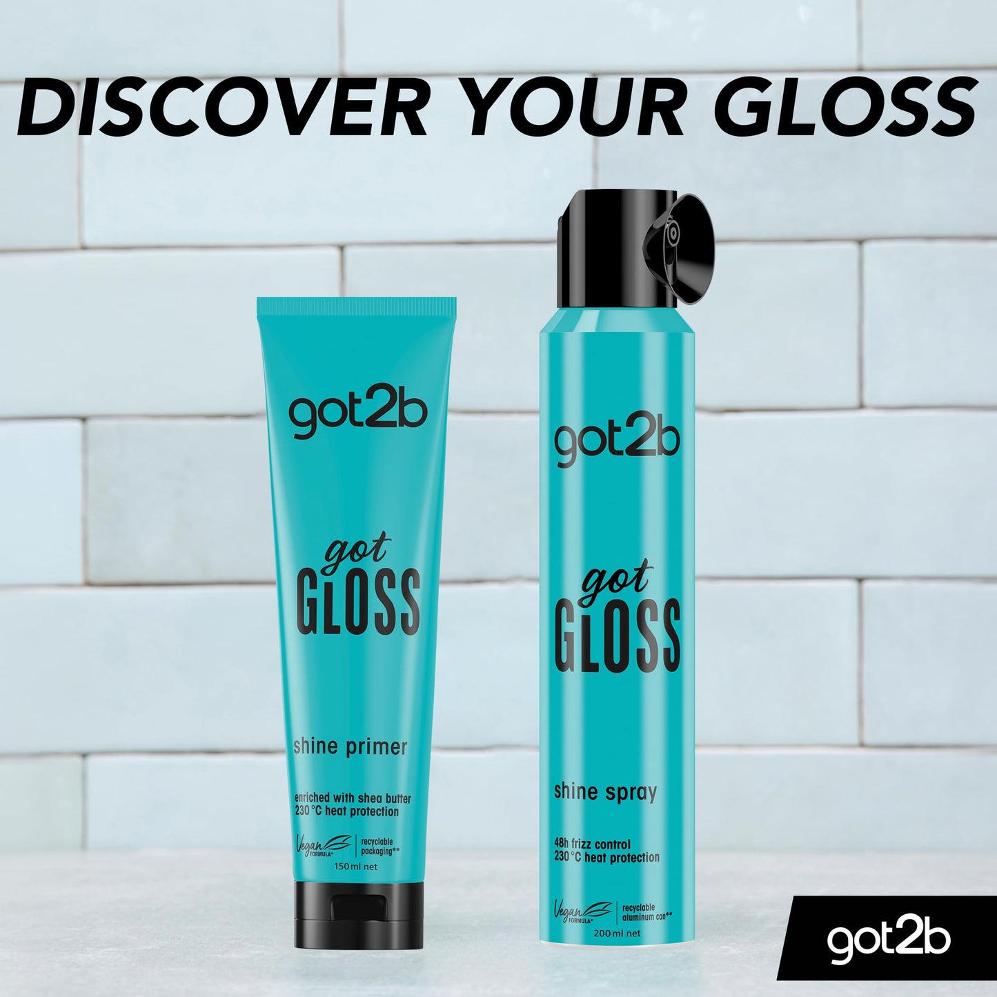 Got2B got2b GotGloss Shine Primer 150ml – Hair Smoothing Primer Cream, Gloss-Boosting Leave-In Styling Cream, Frizz Control, Heat Styling Prep for All Hair Types