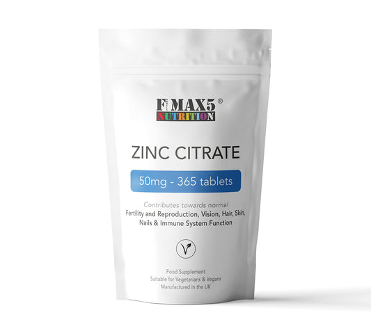 formula max5 nutrition Zinc Citrate 50mg | 120/360 Tablets | One a Day | Easy to Swallow | Immune Health | Food Supplement (360)