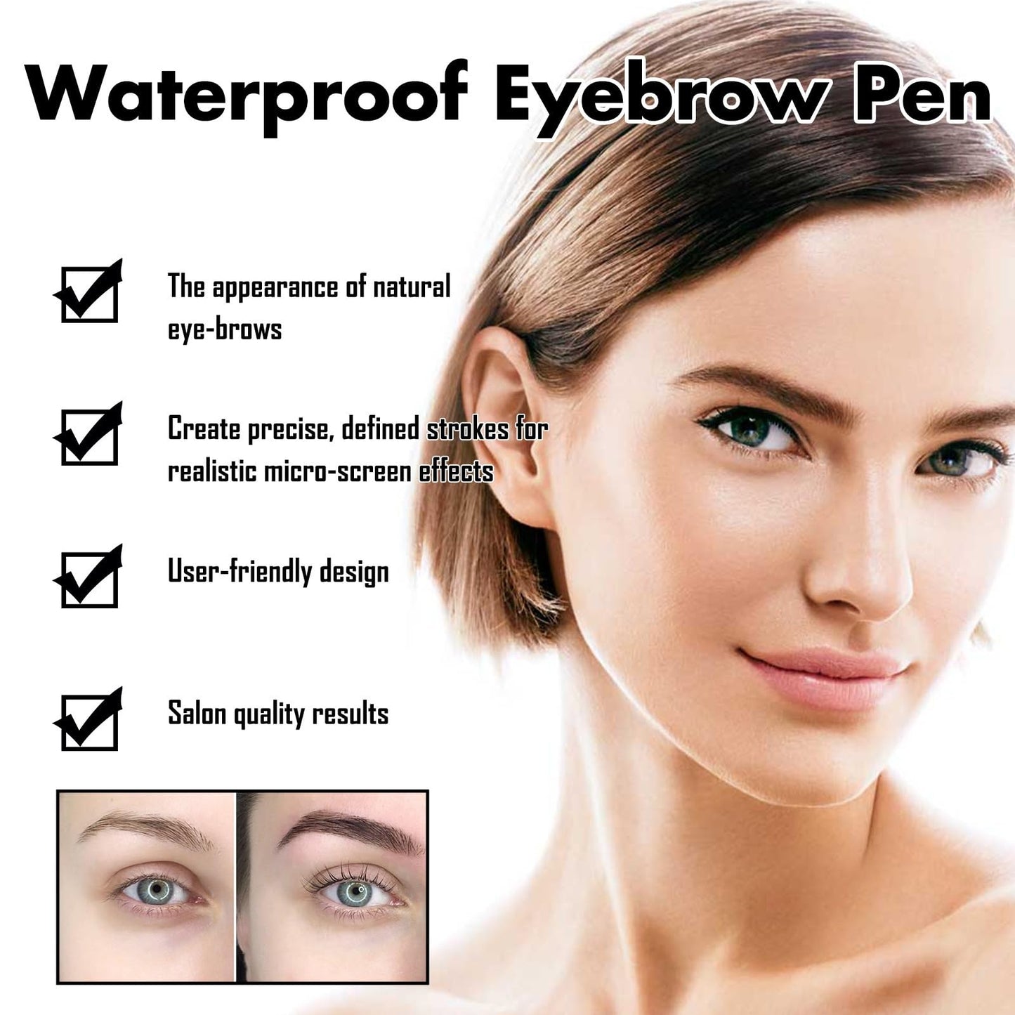 Oumun Microblading Brown Eyebrow Pen Brush,Ultra-Slim 1.5mm Eyebrow Pencil,Eyebr-ow Pencil with Bro-w Brush,Double-Ended Microblading Bro-w Pe-n,Dark Brown Eye-brow Pen-cil,Eye-brow P-en,07