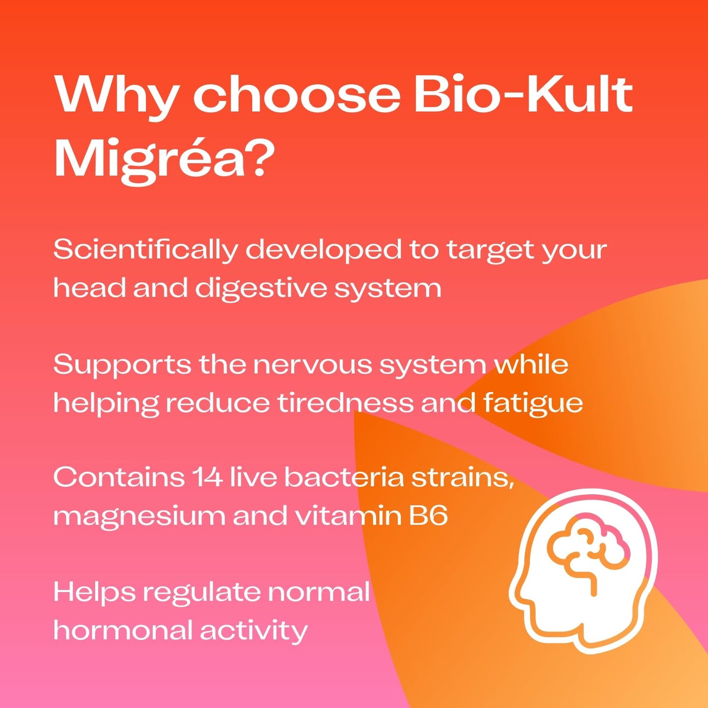 Bio-Kult Migréa Advanced Multi-Strain Bacterial Formulation with Magnesium Citrate and Vitamin B6, 60 Capsules