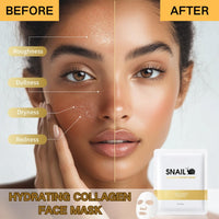 TBeautfave 3PCS Snail Mucin Collagen Face Mask - Glass Skin Face Mask Korean Skincare - Collagen Hydrating Mask Sheet with Hyaluronic Acid for Anti-Aging, Anti-Wrinkle, Deep Moisturizing&Firming