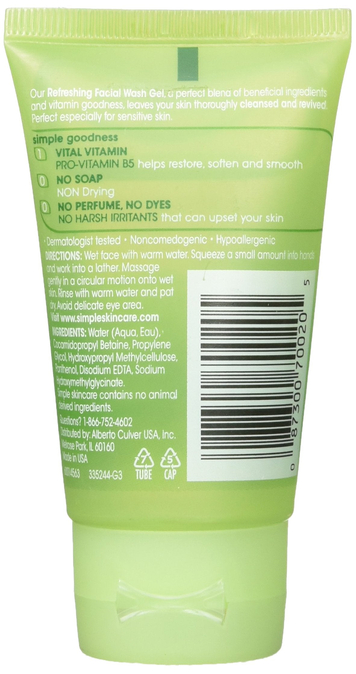 Simple Refreshing Facial Wash Gel 1.7Oz (3 Pack)