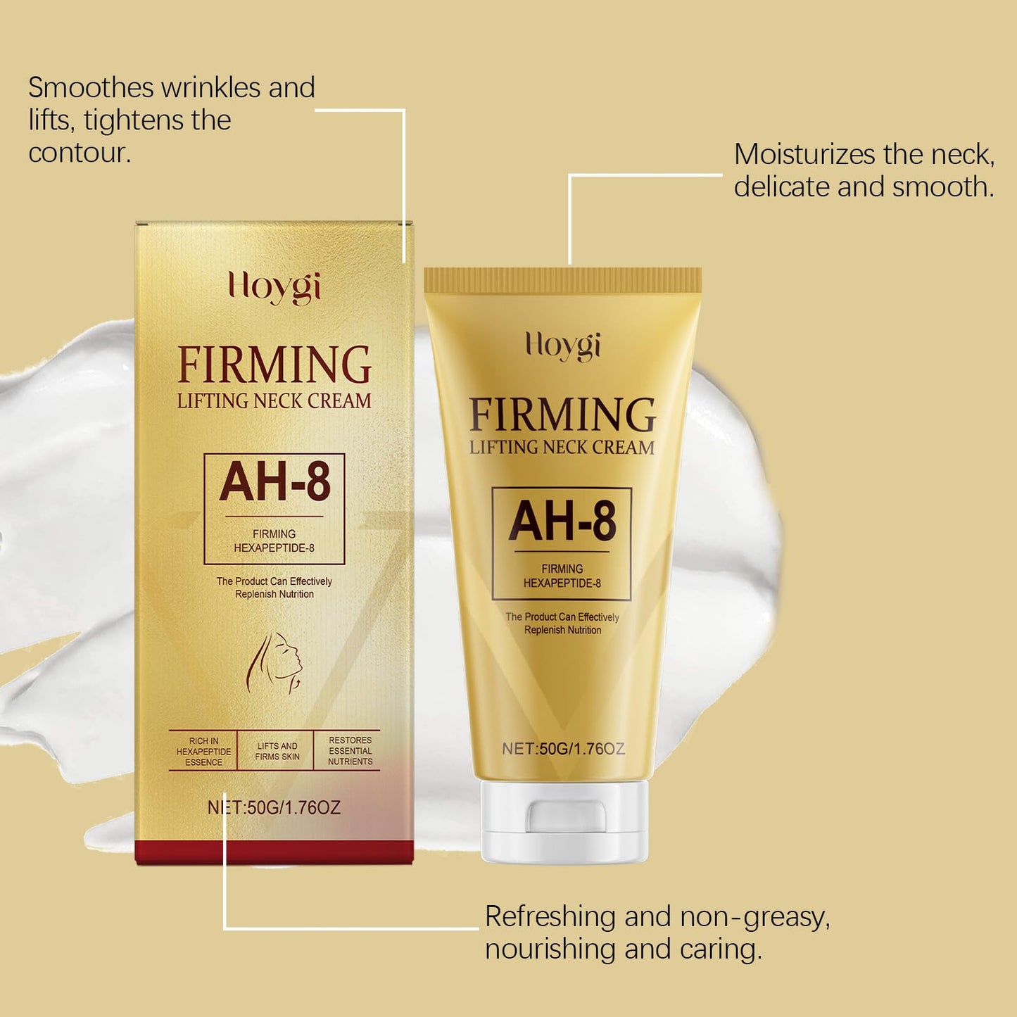 2 PCS AH-8 Firming Neck Cream and Care Stick, Firming Lifting Neck Cream with Hexapeptide, Tighten And Lift, Reduce Fine Lines and Double Chin, Lift Sagging Skin (30g + 50g)