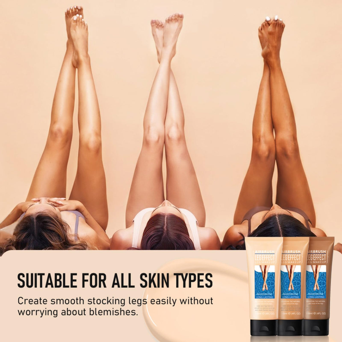 DRTRU Waterproof Leg Makeup No Transfer - Body Concealer to Cover Veins, Scars, Tattoos - Full Coverage, Light, Easy Application (#1 Natural Color, 4 FL OZ)