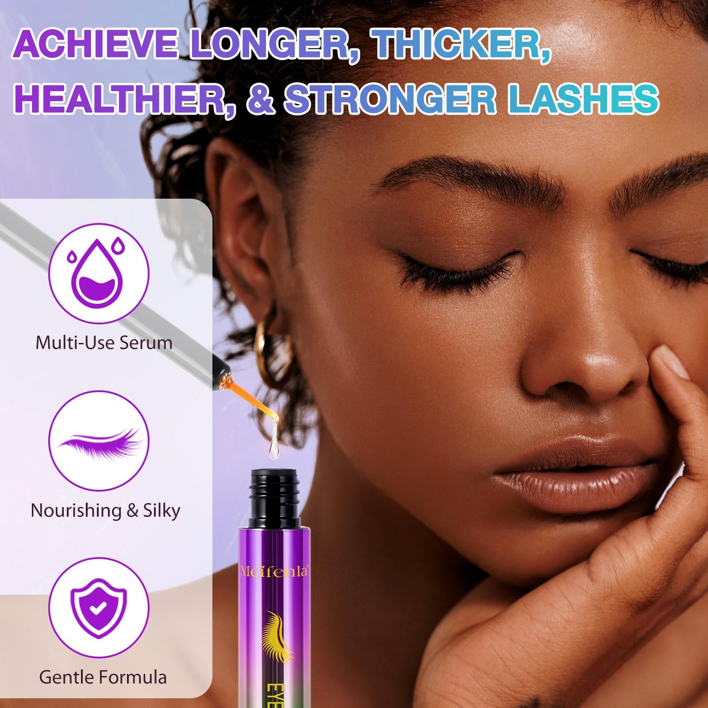 herlosfeel Eyelash Serum Lash Growth Enhancer: Advanced Natural Formula for Long Thickening Eyelashes