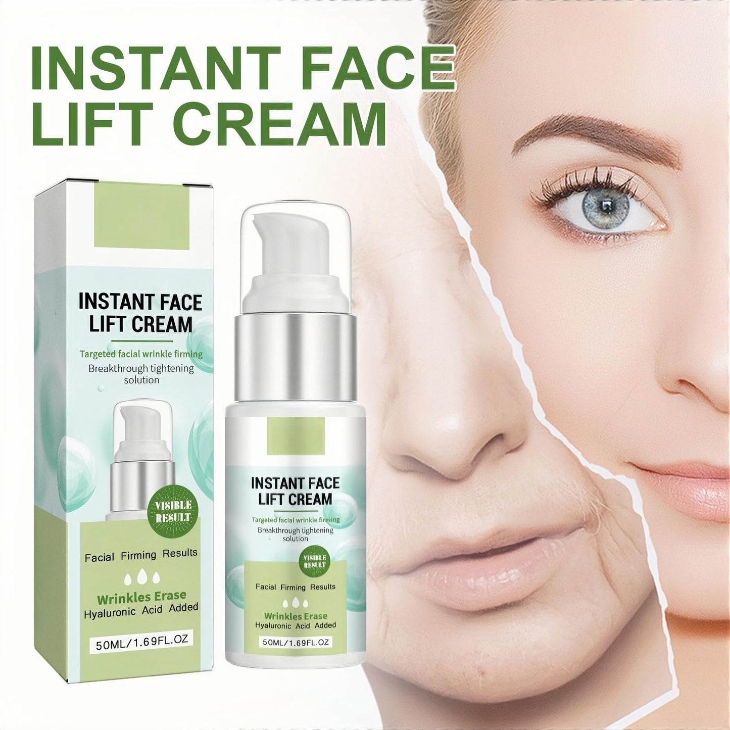 Xunzhi Skin Tightening Cream for Face with Instant Lift Effect,Skin Tightening Cream for Face,Anti Wrinkle F/ace C/ream,Instant F/ace Lift C/ream,Hyaluronic Acid Moisturizer,S/kin Firming Cr/eam Serum