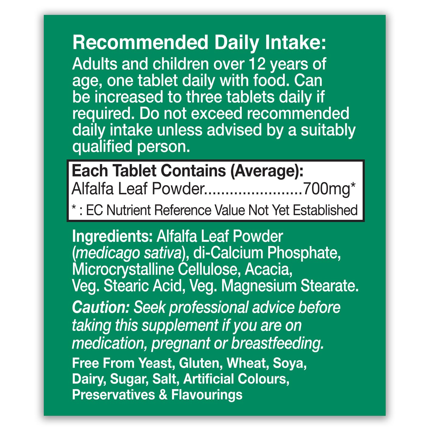 HealthAid Alfalfa 700mg - 120 Tablets