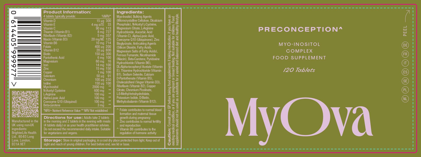 MyOva Conception Vitamins for Women and Men - Pre Pregnancy Supplement for Couples Trying to Conceive - Contains Essential Vitamins and Minerals to Support Fertility - 30 Days Supply